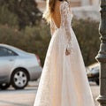 Sexy Deep V Neck Elegant Wedding Dresses Boho Backless 3D - View 2 | SAMAG