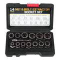 Car Tool Kit Hand Tools 6.35mm-19mm Damaged Screw Extractor 14pcs Bolt Nut Remover Socket Set Cr-Mo Steel