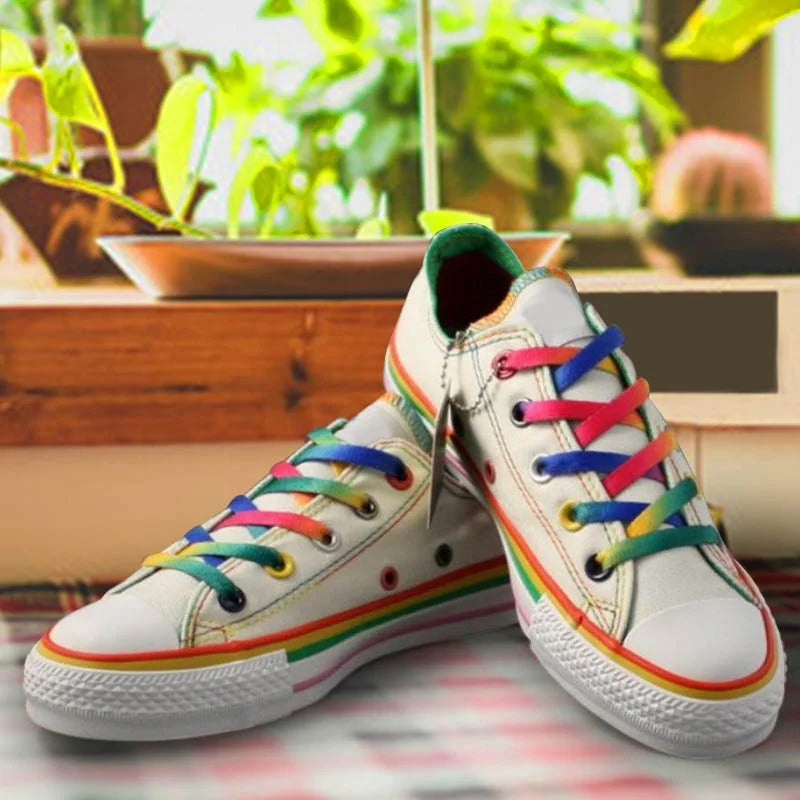 1Pair Colorful Shoelaces Rainbow Gradient Print Flat Shoe laces Chromatic Colour Sneakers Shoelace 80/100/120/150CM