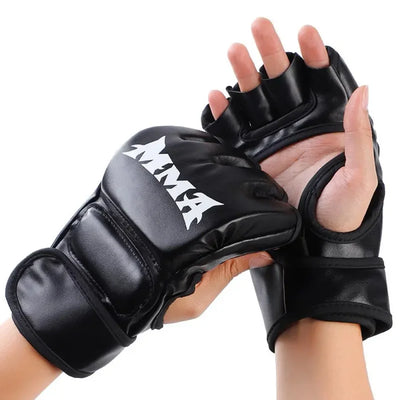 Half Finger Professional Boxing Training Gloves Leather | SAMAG