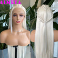 AIMEYA Pre Braided Platinum Blonde Wig13x4 Lace Front Wigs for Women Heat Resistant Synthetic Hair Daily Wear Cosplay Party Wigs
