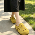 Women's Summer Breathable Hollow Out Clogs, Closed Toe Mule Slippers, Soft Sole Slip-On Shoes, Flat Sandals For Outdoor Wear