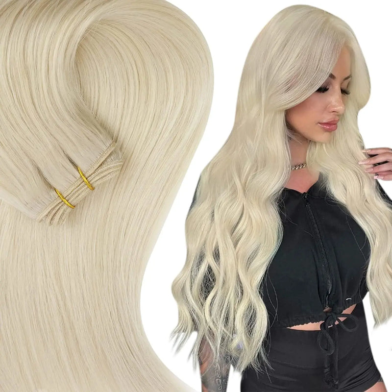 Full Shine Human Hair Weft Extensions Hair Bundles 100g Ombre Blonde Color Sew in Silky Straight Remy Skin Double Weft For Salon