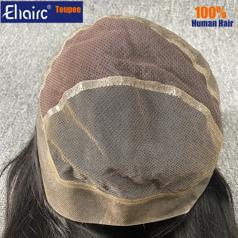Natural Black Color 150% Density  Breathable Lace in the Center with Knotted Pu around Human Hair Wigs For Women Long Women Wig