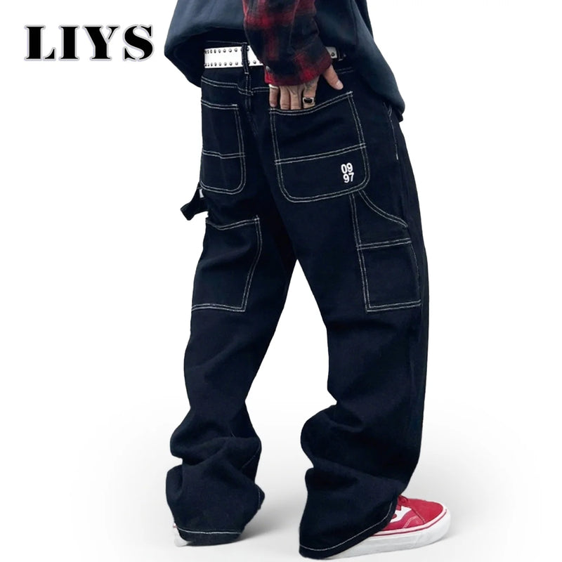Liys Retro Black Fashion Work Jeans Men Casual | SAMAG