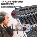 12-Channel Professional Audio Mixing Sound Board Console  Features 99-Bit DSP USB MP3 for PC Recording XLR Mic Jack