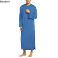 2026 Autumn Men's Nightgown Male Long Robe Solid Thin Loose Plus Size Long Sleeve One-Piece Pajamas for Men Bathrobe Homewear