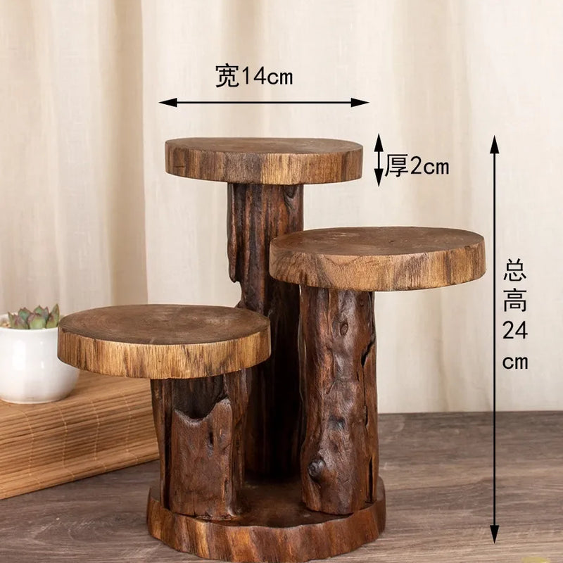 Handmade Wood Plant Stand for Succulents Living Room Desktop Balcony Bay Window Pure Crafted Plant Holder Decor