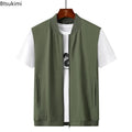 Summer New Men's Lightweight Thin Vests Trend Baseball Collar Zipper Sleeveless Casual Vest Coats Simple All-match Men Vests 6XL