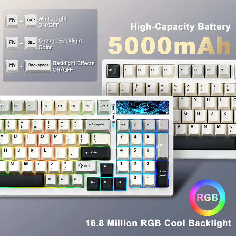 YUNZII YZ98 White Full Size Mechanical Gaming Keyboard - Visuel 4 | SAMAG