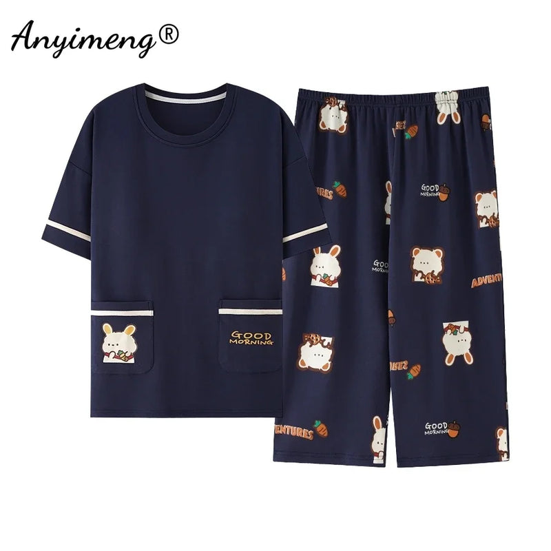 Summer Capris Pajamas Cute Cartoon Print for Women | SAMAG