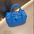 Genuine Leather Women's Boston Bag, New Niche Design Double Zipper Simple Wide Shoulder Strap Fashion Portable Shoulder Bag