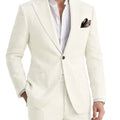 Men's 2 Pieces Linen Suits Casual Lightweight Summer Beach Groom Wedding Suit Linen Blazer Pants Set