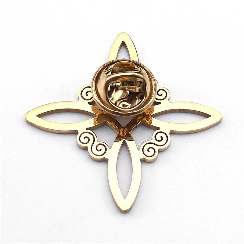 Aesthetic Celtic Knot Brooch Pin for Women Men Stainless Steel Lucky Witch Protection Badge Pins Jewelry nudo de bruja BS02