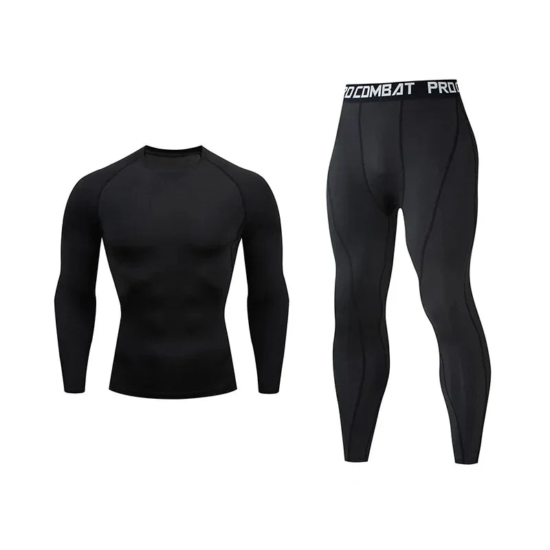 2pcs Men's Compression Sportswear Suit Elastic Training Yoga Sets Workout Jogging Fitness Clothing Tracksuit Pants Sporting