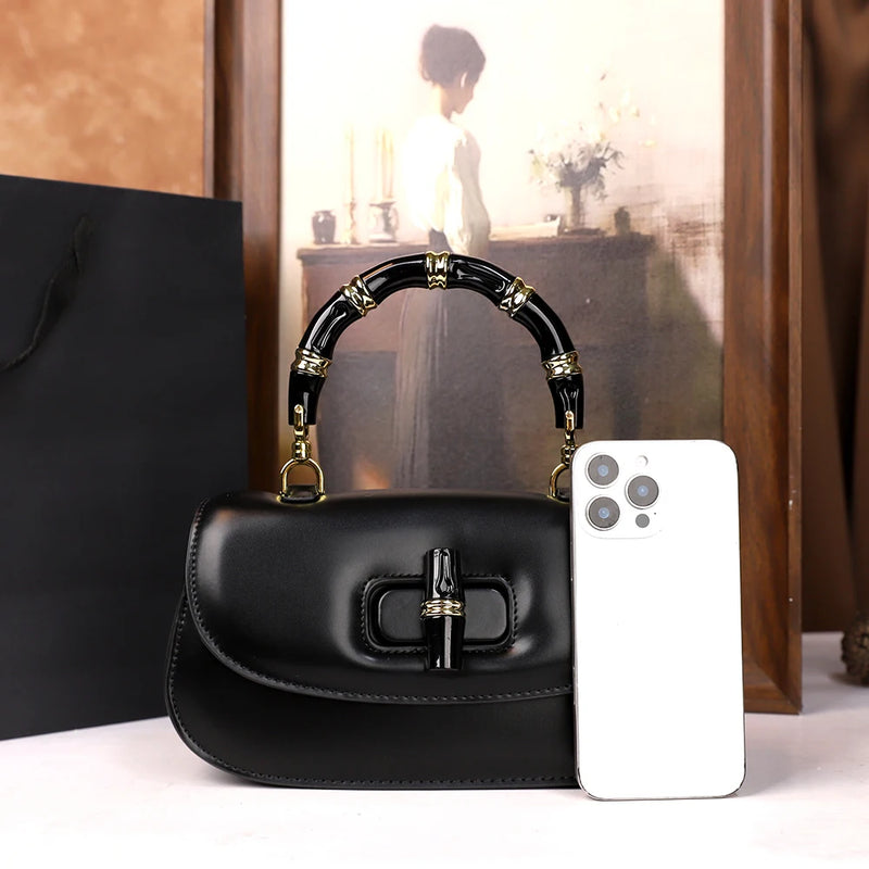 The 2025 new bamboo joint hand-held saddle bag is a versatile and high-end small single-shoulder crossbody bag for women