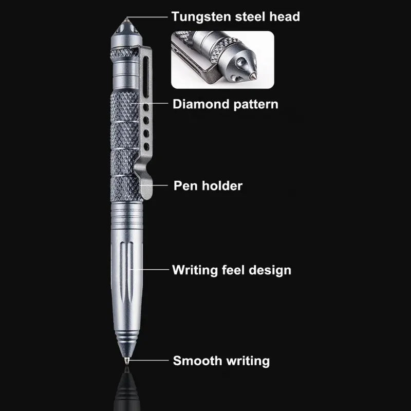 Military Tactical Pen Aluminum Alloy Outdoor Camping Security Survival Tools Emergency Glass Breaker Pen Self-defense Supplies