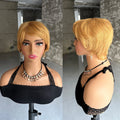 Straight Short Pixie Cut Wigs With Bangs For Women Ombre Brown Red Brazilian Human Hair Wigs Full Machine Made Wigs