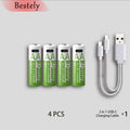 Bestely 1.5V 13600mAh USB AA Lithium Ion Rechargeable Battery, Fast Charging Li-ion Akku, 2000 Cycle with USB-C Port Cables