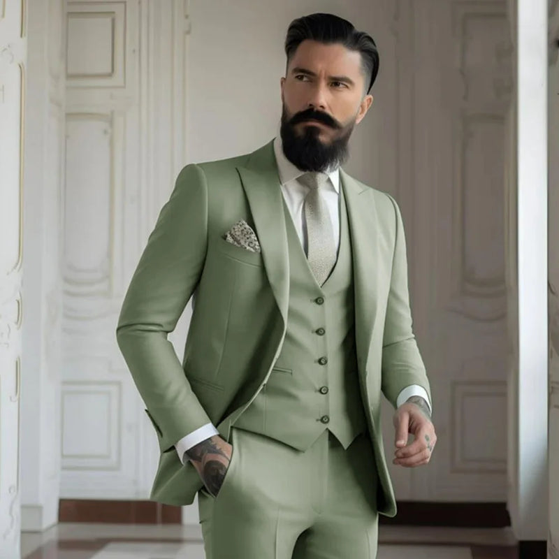 Champagne mens Tuxedo Wedding Suits For Bespoke Groom Wear Formal Fashion Prom Party Blazer+Pants+Vest - View 16 | SAMAG