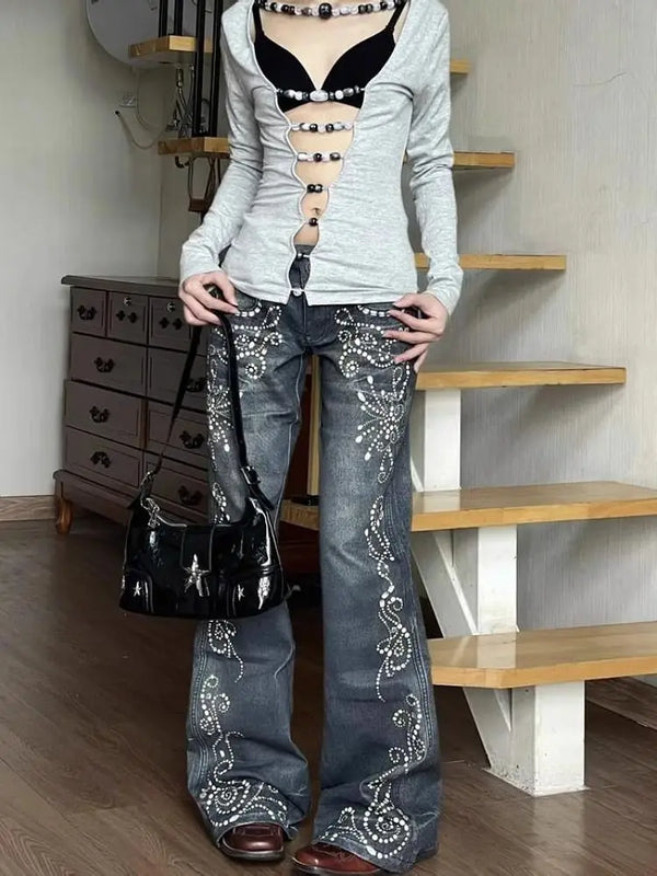 Jeans Women Y2k Pants Vintage Low Rise Bootcut Distressed Denim Trousers  Women  Design  Autumn Winter Fashion
