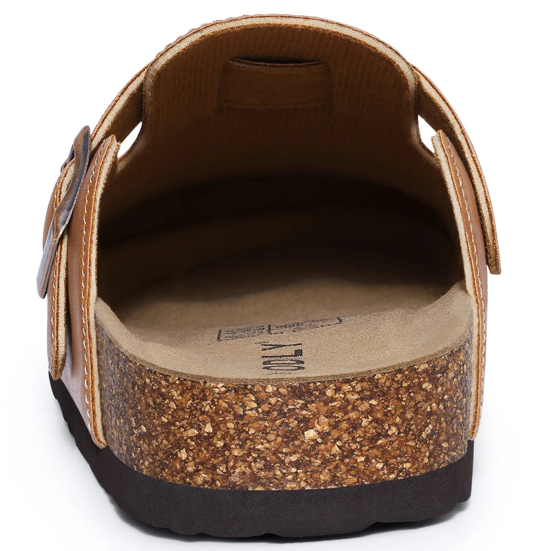 Shevalues Women's Vegan Leather Clogs Mens Comfortable Cork Footbed Mules Fashion Slip on Unisex Potato Shoes with Arch Support