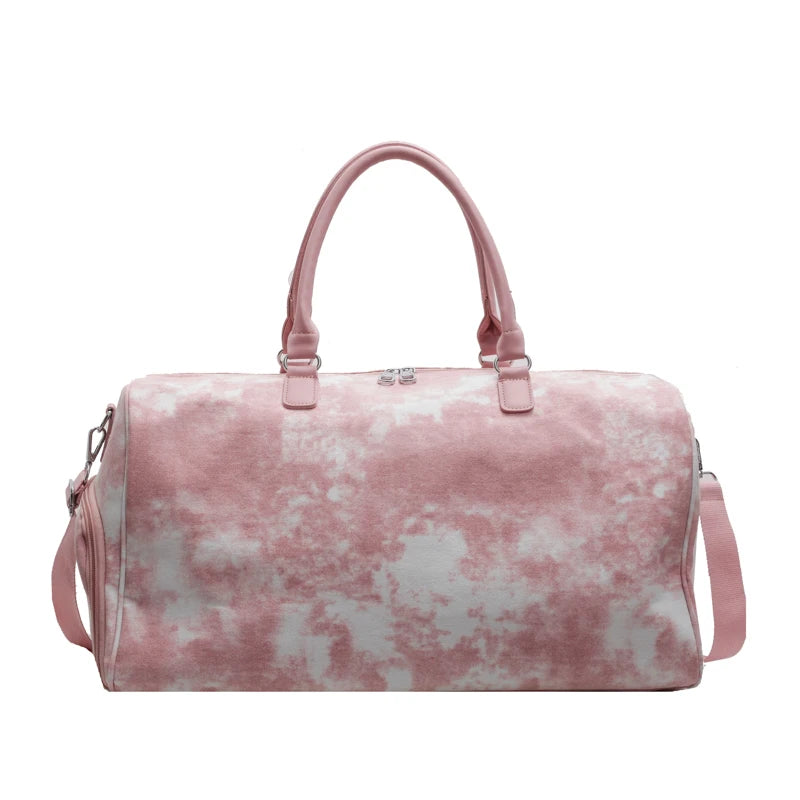 Fashion Canvas Tie-dye Women's Travel Bag Luxury Designer Boston Bag Large capacity shoulder crossbody bag with shoe compartment