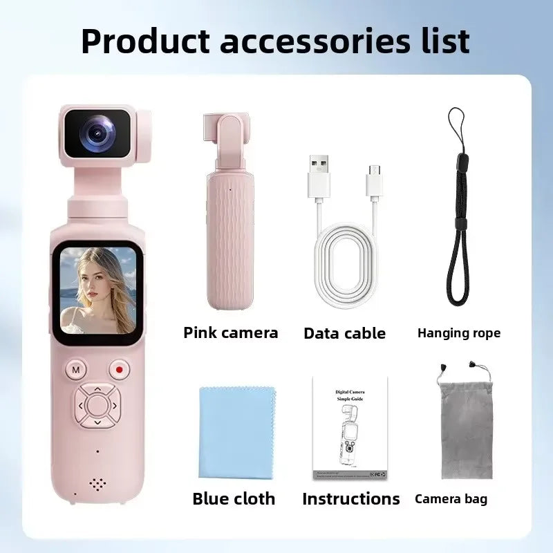 HJD-05 4K Action Camera 330° Face Tracking Gimbal Stabilizer 75MP Pixels WiFi Function Pocket Gimbal Camera for Vlog