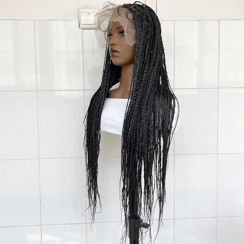 30 Inch Long Braided Synthetic Hair Full Lace Wig  Braided Wigs for Women High-Quality Braids in Black for Stylish Looks