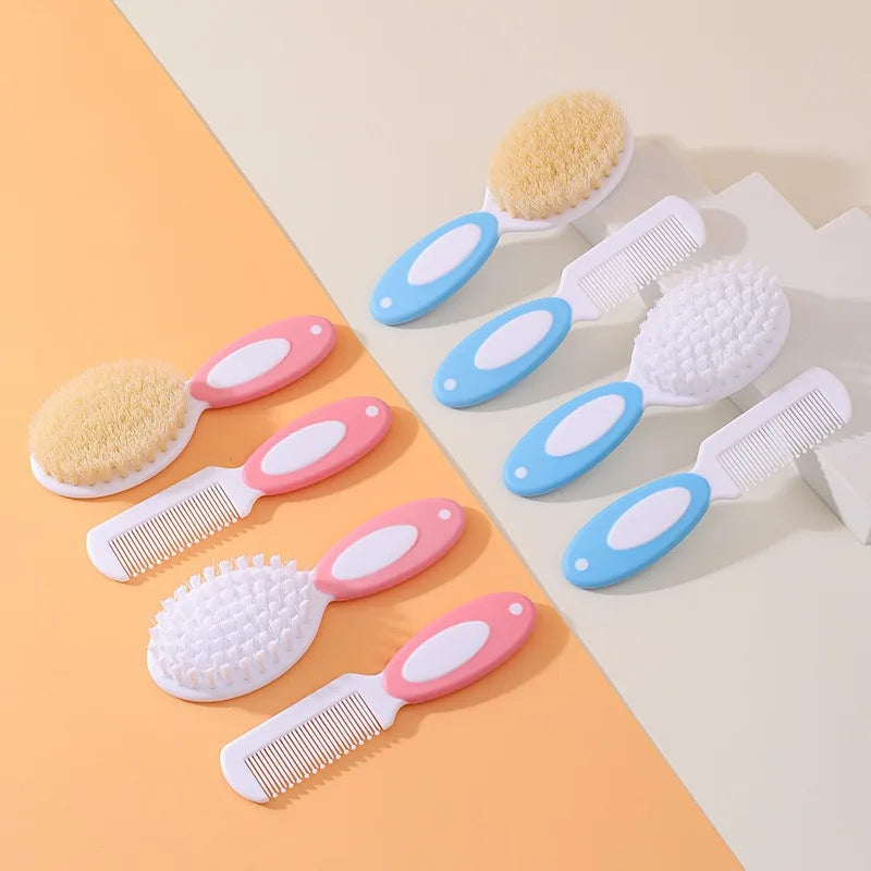 Baby Hair & Body Wash Brush Set-Soft Bristle Bath Scrubber,Gentle Hair Comb & Woolen Care Brush for Gentle Cleansing & Grooming