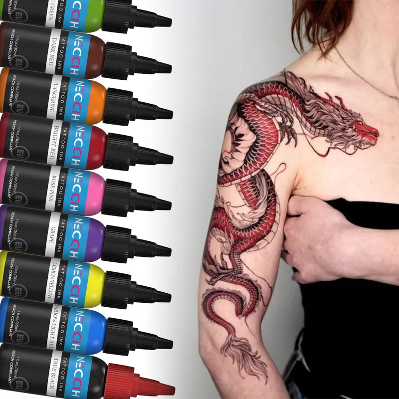 54 Colors Tattoo Ink Pigment for Body Art Tattoo Pigment Professional Beauty Paints Makeup Tattoo Supplies Semi-permanent 30ML