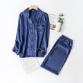 Tcyeek, 100%Real Silk Casual Pajamas Set, Women Long Sleeve Top Pants, Solid Home Clothing Set, 2024 Summer Autumn S48024QC
