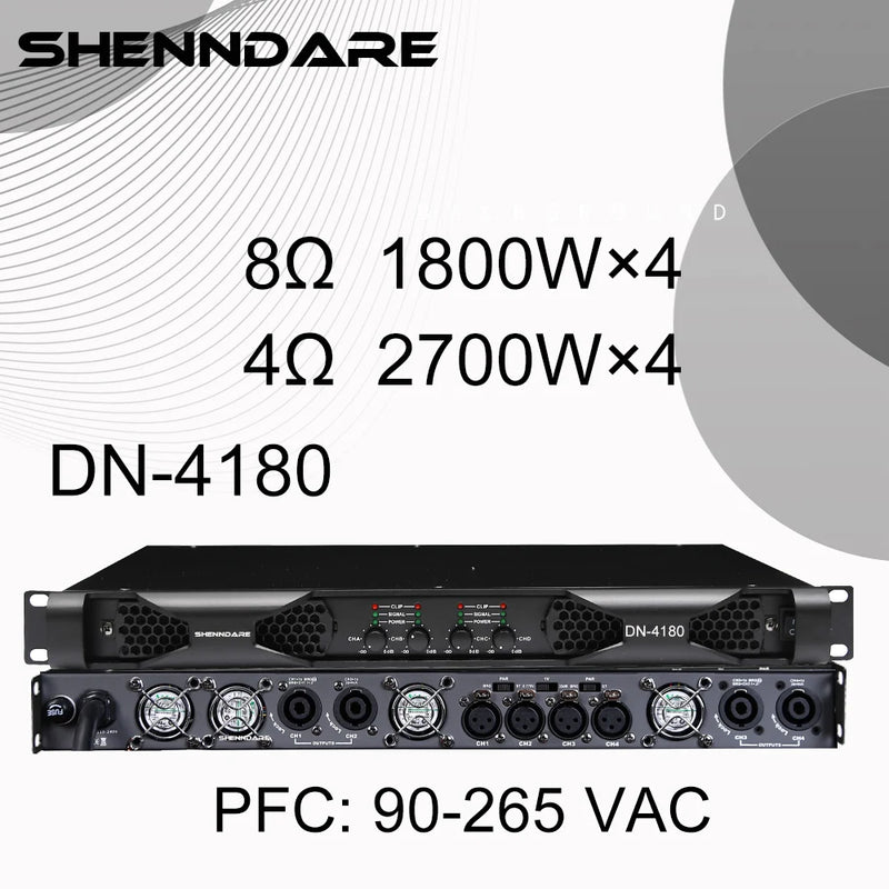 Professional Digital Power Amplifier 4x1800W Class D Audio DJ Pre-Subwoofer Amp 2/4 Channel Line Array Speaker Sound Amplifier