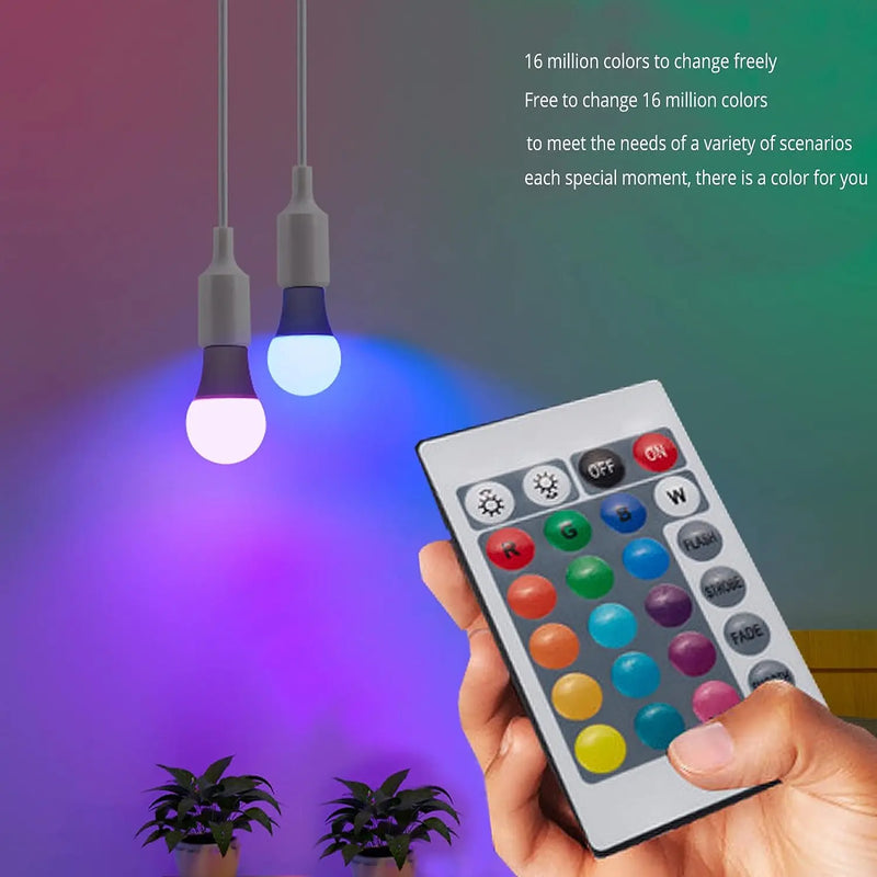 E27 220V 16 Colors RGB Bulb LED Multicolor Bulb Household Lighting Dimmable 24 Key Remote Control Smart Lamp Atmosphere Light
