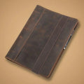 Refillable Business Padfolio Vintage & Design A4 Leather Binder Crazy Horse Leather Folder Multi-Functional 4-Loop Binder Cover