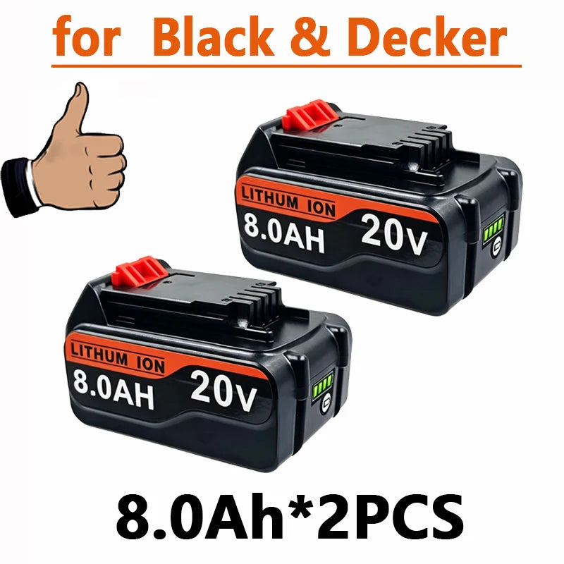 For Black & Decker LB20 LBX20 Battery Pack 3/4/6/8Ah BL2018 Long Runtime Lithium Replacement Battery