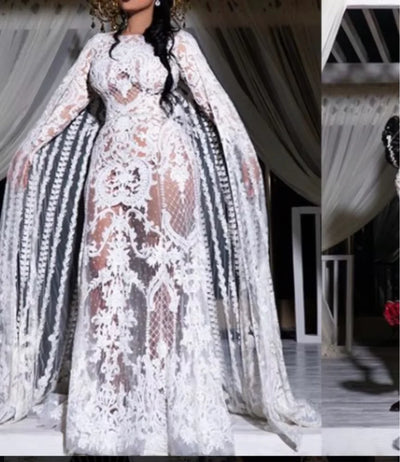Lace South African Wedding Dresses Black Girls A - line | SAMAG