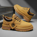 Men's Low-Top Solid Color Fashionable Business Casual Shoes, Non-Slip, Wear-Resistant, Textured Thick-Soled Casual Work Boots, Suitable for Daily Commuting, Walking, and Camping