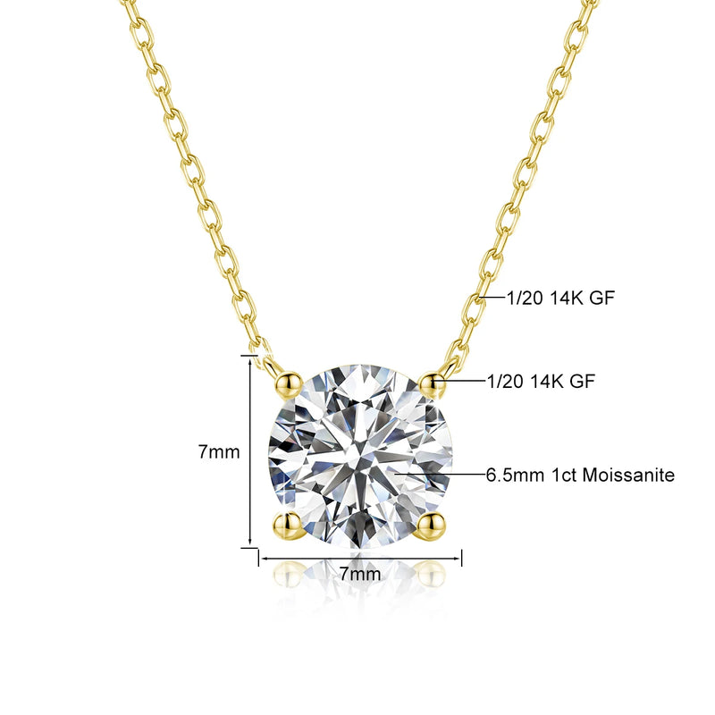 14K Gold Filled D VVS1 Moissanite Necklaces for Women Solitaire Pandent Diamond GRA Certified AU585 K - Visuel 5 | SAMAG
