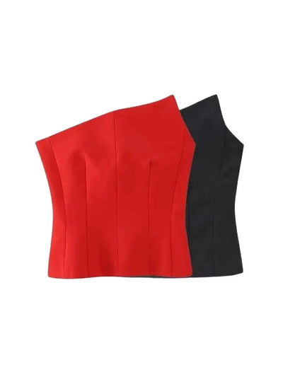Women's Asymmetrical Bustier Tops, Sexy Backless, Side | SAMAG
