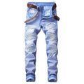 Fashionable New Men's Motorcycle Jeans Pleated Holes | SAMAG