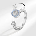 VENTFILLE 925 Sterling Silver Sunflower Diamond Zircon Rotatable Ring For Women Gift Relieve Stress Ring Jewelry Wholesale