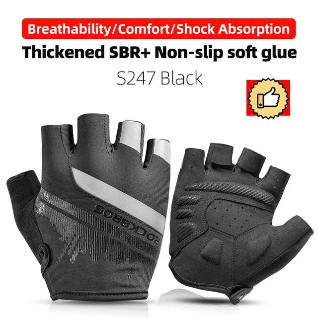 ROCKBROS Half Finger Cycling Gloves Breathable Shockproof | SAMAG