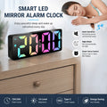 Modern LED Mirror Alarm Clock, Electronic Digital Clock, RGB Silent Non-ticking, Modern Bedroom Dorm Decor