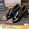 Cool Metal Toes Loafers Handmade  Party Shoes Man Flats Mix Color Fantastic Dress Shoes