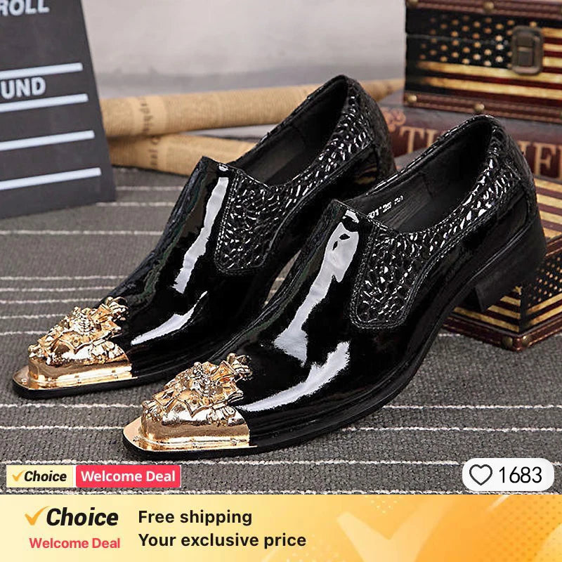 Cool Metal Toes Loafers Handmade  Party Shoes Man Flats Mix Color Fantastic Dress Shoes