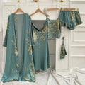 Silk Robe Sleep Suit Women's Lace Satin Pajamas Gown Set | SAMAG
