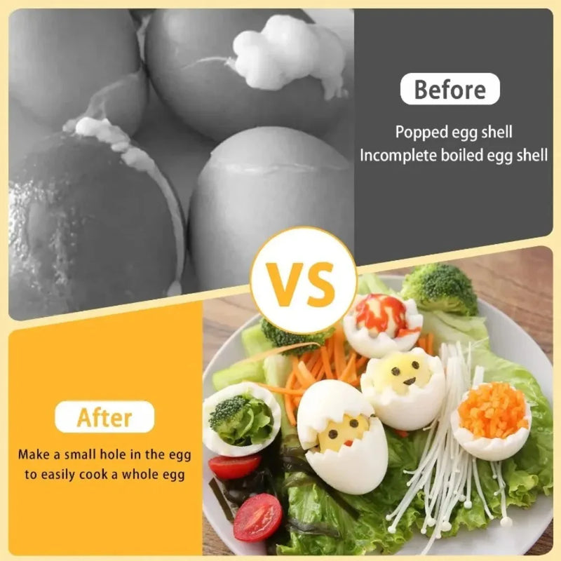 Stainless Steel Egg Piercer with Sturdy Base, Heavy Duty Tool for Hard Boiled Eggs, Non-Magnetic for All Kinds of Eggs