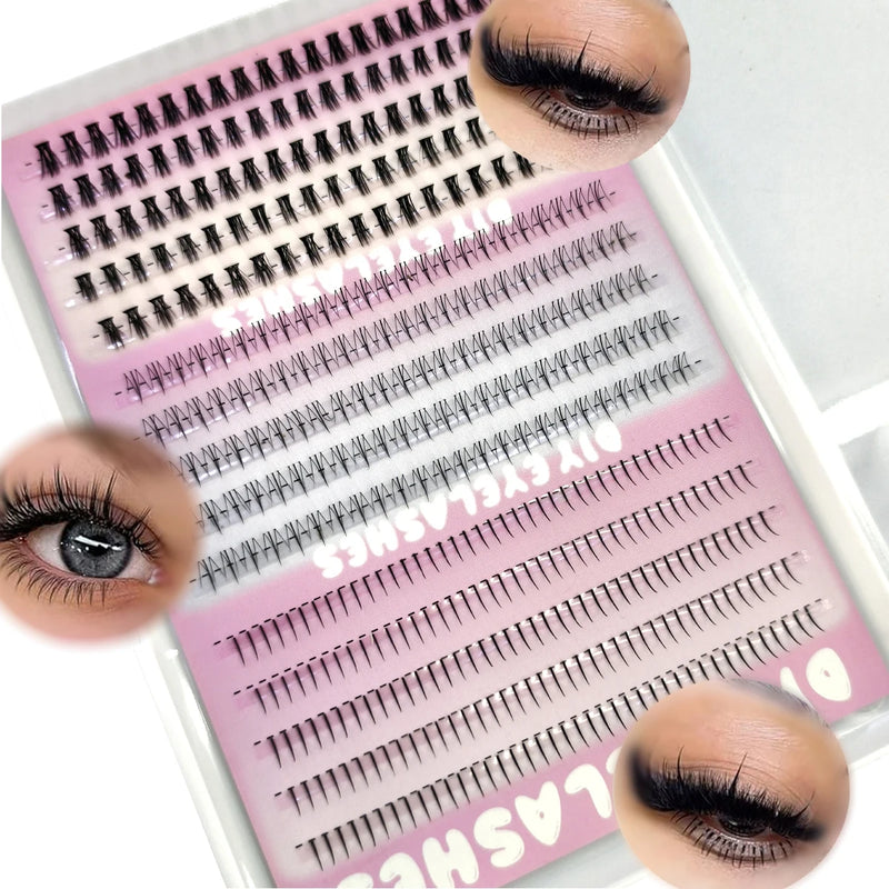 3 Styles Individual Lashes 15rows 390PCS Bottom Lashes Extension Lower Eyelash Clusters  DIY Wispy Natural Look Clear Band