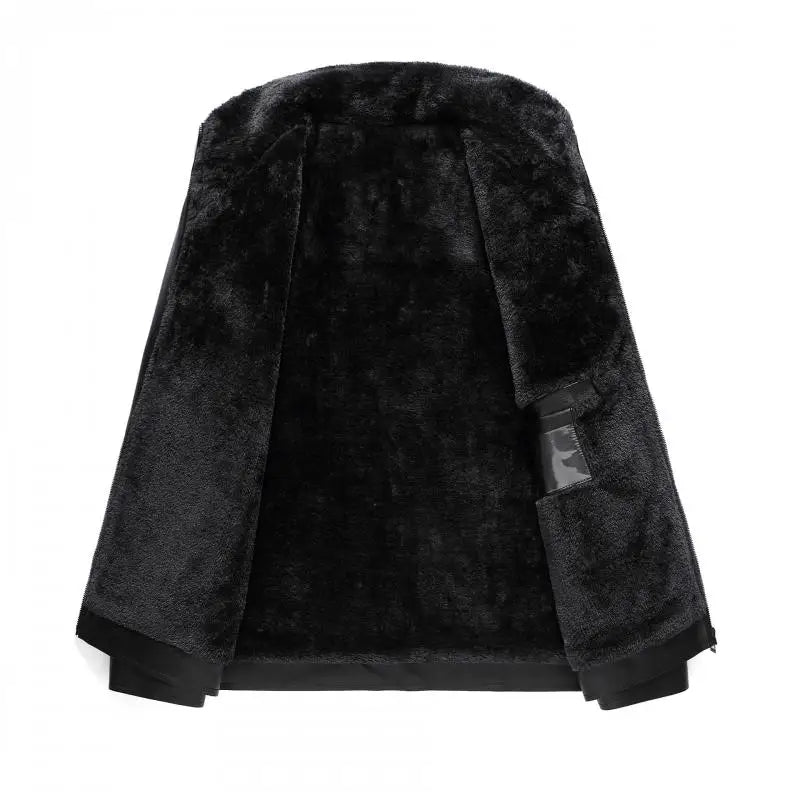 Winter Fleece Warm Leather Jacket Men Pu Business Casual Loose Thick Leather Coats Male Fashion Vintage Faux Fur Outwear Jackets